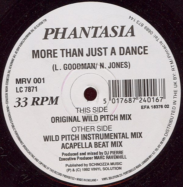 Phantasia* : More Than Just A Dance (12")
