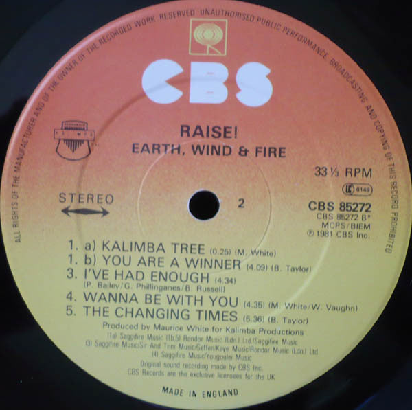 Earth, Wind & Fire : Raise! (LP, Album, Gat)