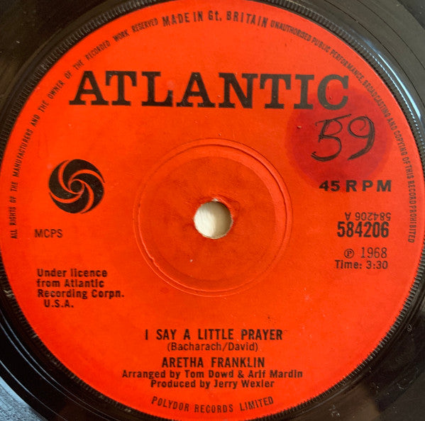 Aretha Franklin : I Say A Little Prayer (7", Single, Sol)