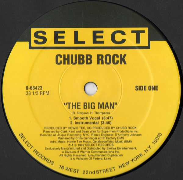 Chubb Rock : The Big Man (12", Maxi)