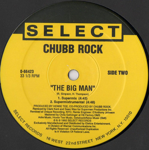 Chubb Rock : The Big Man (12", Maxi)