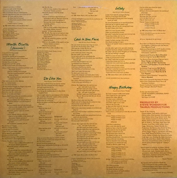 Stevie Wonder : Hotter Than July (LP, Album, RE, Gat)