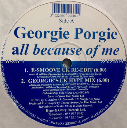 Georgie Porgie : All Because Of Me (2x12")