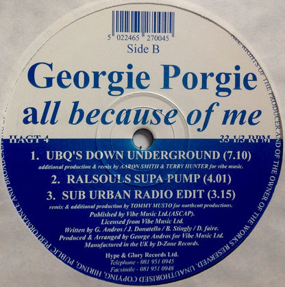 Georgie Porgie : All Because Of Me (2x12")