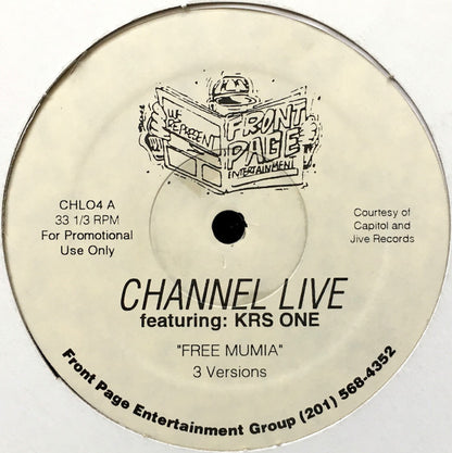 Channel Live Featuring KRS-One : Free Mumia (12", Promo)