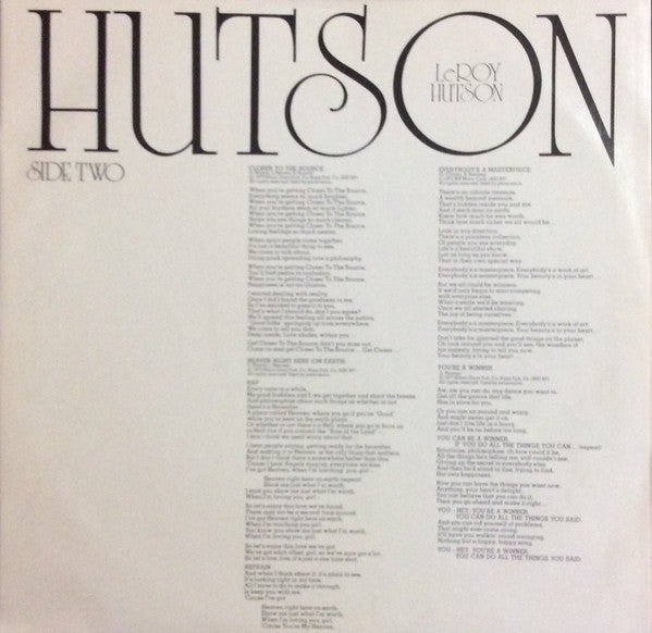 Leroy Hutson : Closer To The Source (LP, Album, LW )