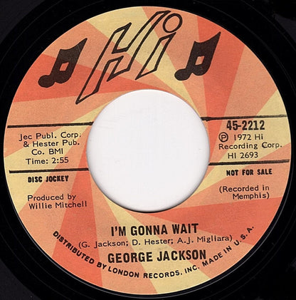 George Jackson (3) : Aretha, Sing One For Me / I'm Gonna Wait (7", Promo)