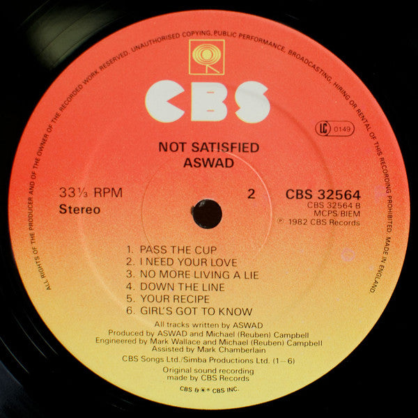 Aswad : Not Satisfied (LP, Album, RE)