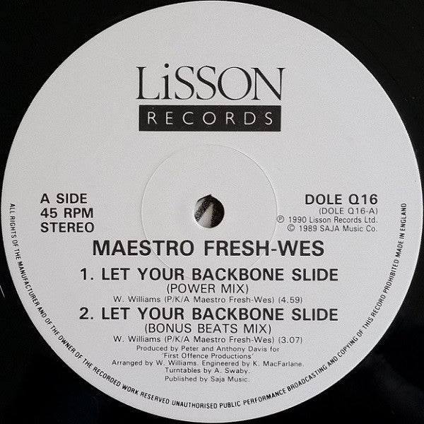 Maestro Fresh-Wes : Let Your Backbone Slide (12")