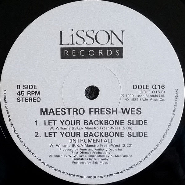 Maestro Fresh-Wes : Let Your Backbone Slide (12")