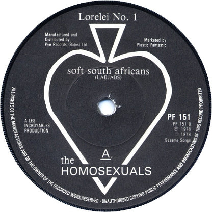 The Homosexuals : Hearts In Exile (7", Single)