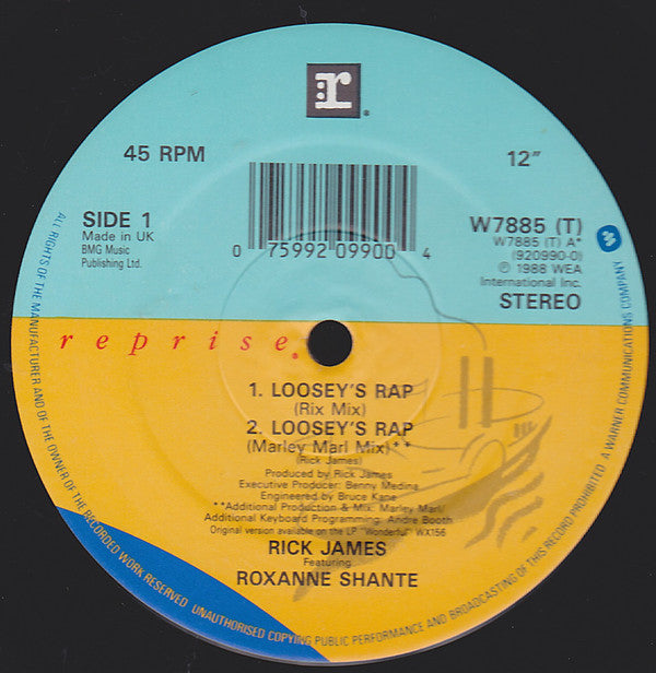 Rick James Featuring Roxanne Shanté And Big Daddy Kane : Loosey's Rap (12")