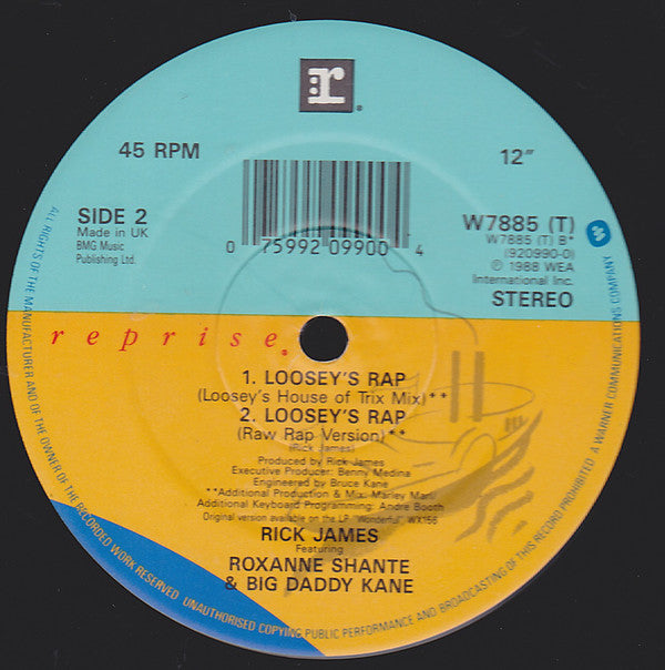 Rick James Featuring Roxanne Shanté And Big Daddy Kane : Loosey's Rap (12")