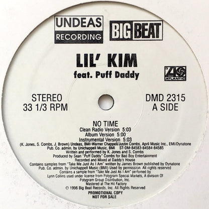 Lil' Kim Feat. Puff Daddy : No Time / Queen B (12", Single, Promo)