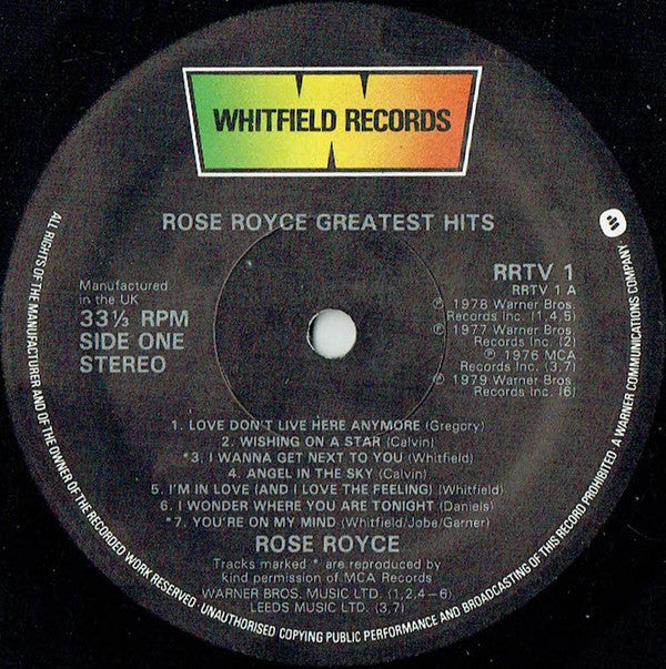 Rose Royce : Greatest Hits (LP, Comp)