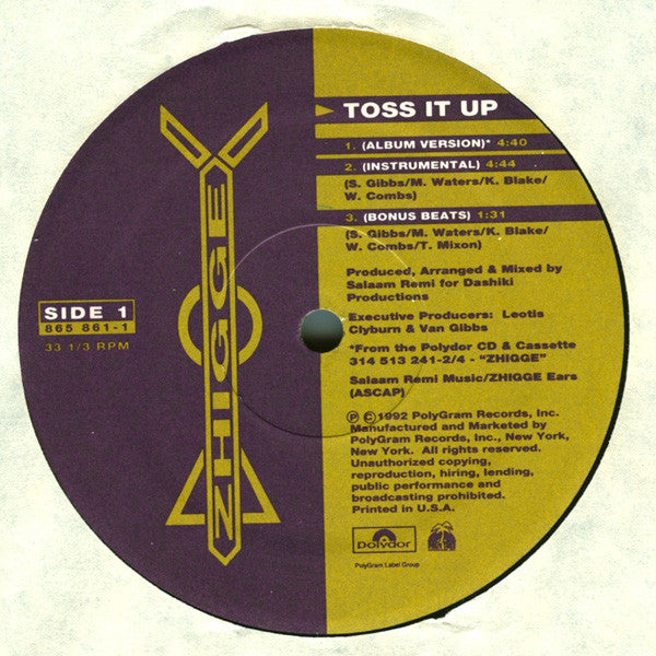 Zhigge : Toss It Up (12", Single)
