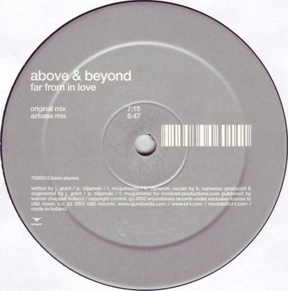 Above & Beyond : Far From In Love (12")