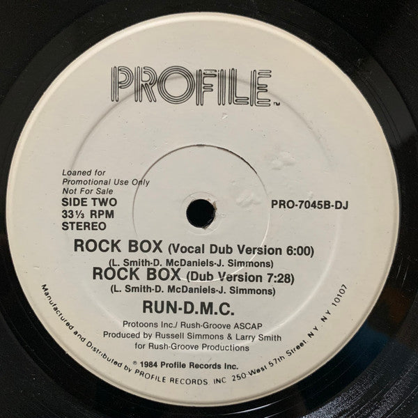 Run-DMC : Rock Box (12", Promo)