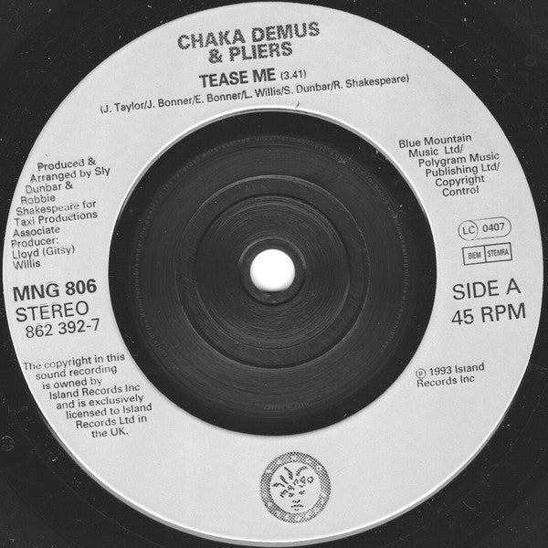 Chaka Demus & Pliers : Tease Me (7", Single, Sil)