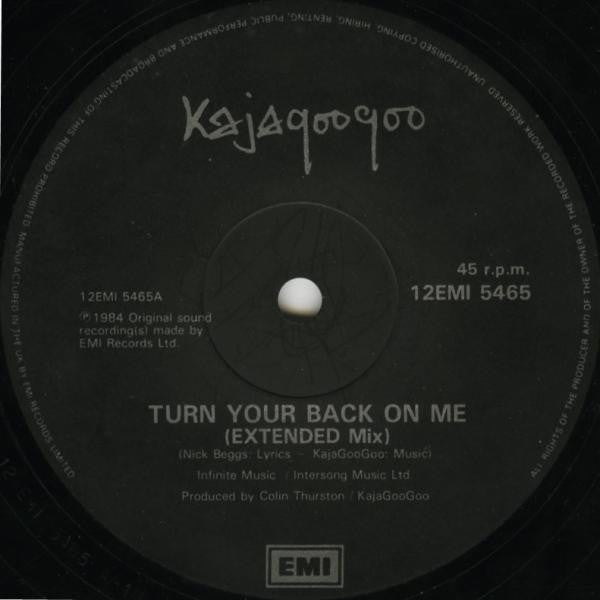Kajagoogoo : Turn Your Back On Me (Extended Mix) (12", Single)