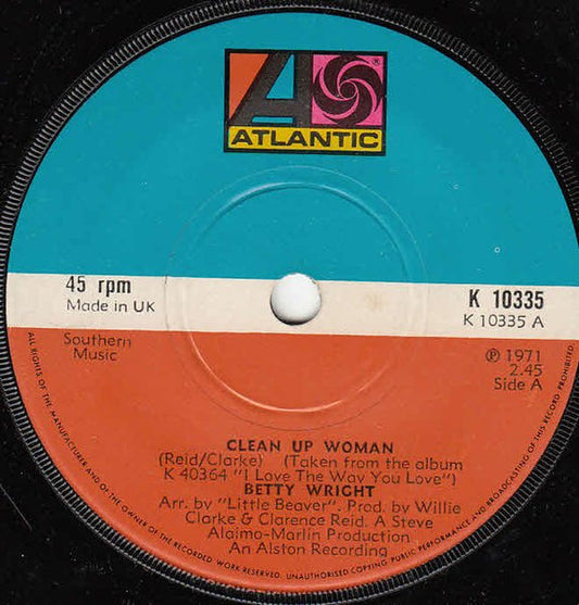 Betty Wright : Clean Up Woman (7", Single, Sol)