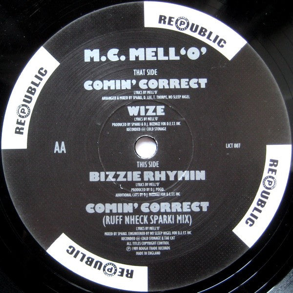 MC Mell'O' : Comin' Correct / Wize  (12")