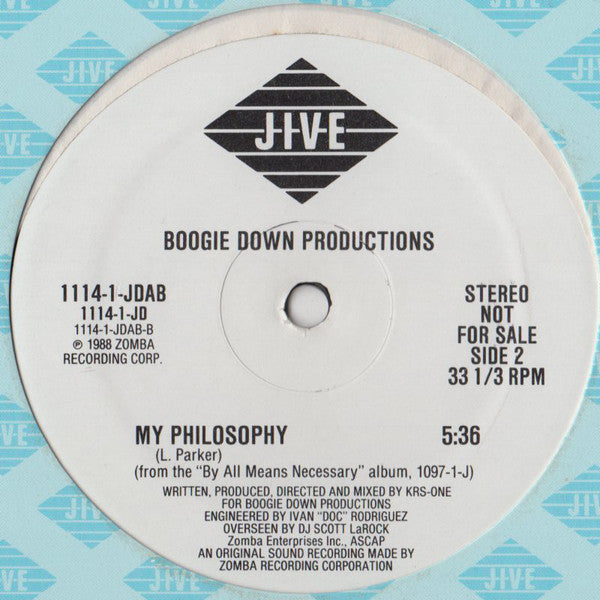 Boogie Down Productions : Ya Slippin' / My Philosophy (12", Promo)