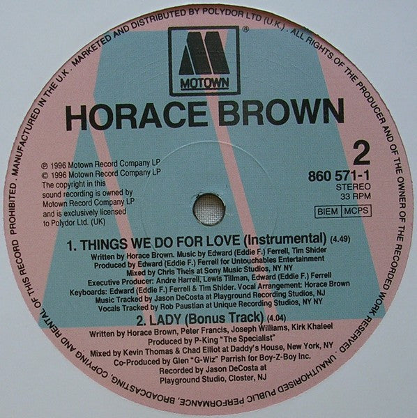 Horace Brown : Things We Do For Love (12")