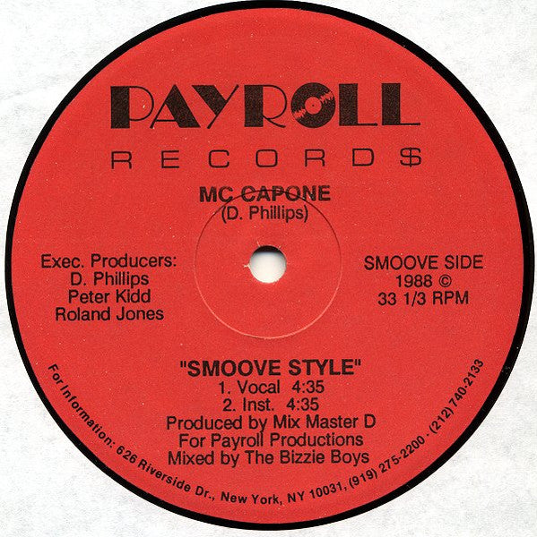 MC Capone (2) / Supreme Nyborn : Smoove Style / Versatility (12")