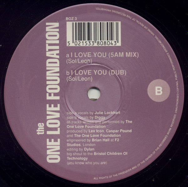 The One Love Foundation : I Love You (12")
