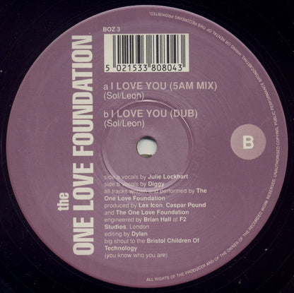 The One Love Foundation : I Love You (12")
