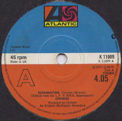 Cerrone : Supernature (7", Single)
