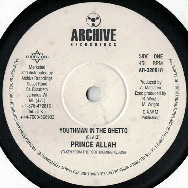 Prince Alla : Youthman In The Ghetto (10")