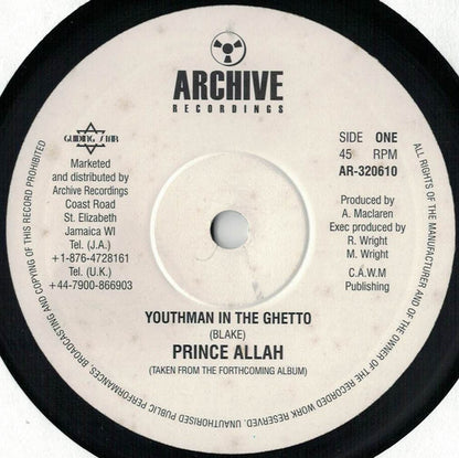 Prince Alla : Youthman In The Ghetto (10")