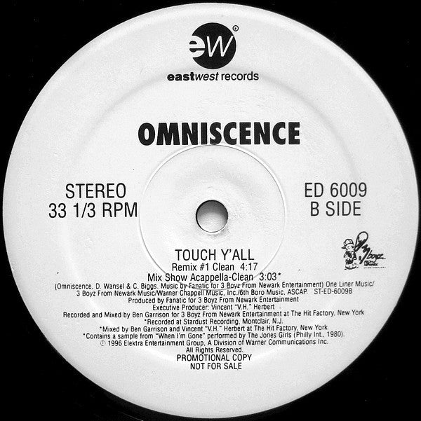 Omniscence : Touch Y'all (12", Promo)