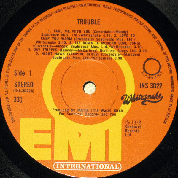 Whitesnake : Trouble (LP, Album, RP)