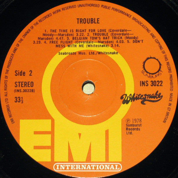 Whitesnake : Trouble (LP, Album, RP)