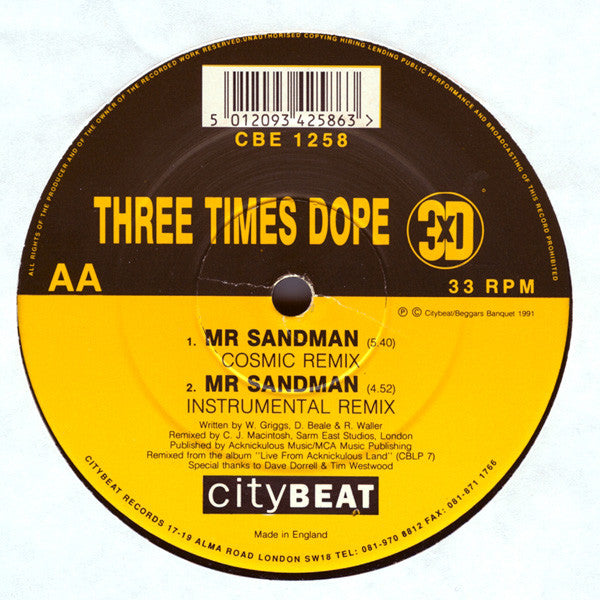 Three Times Dope : Mr Sandman (C.J. Macintosh Remixes) (12")
