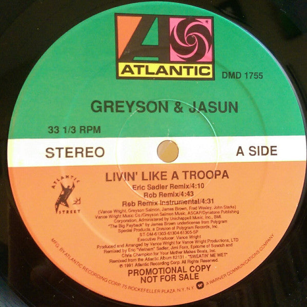Greyson & Jasun : Livin' Like A Troopa (12", Promo)