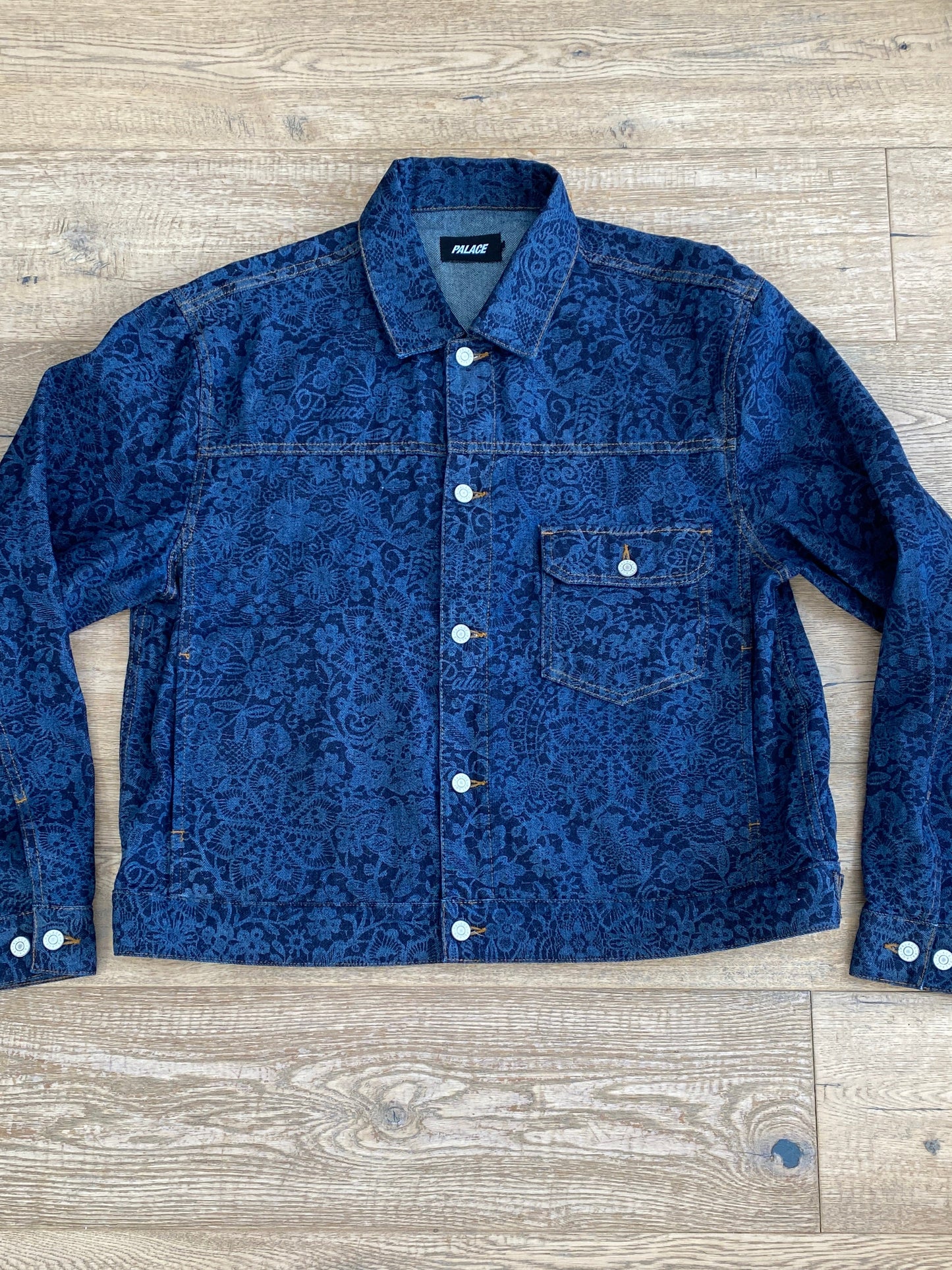 Palace Lace Bleached Denim Jacket Indigo