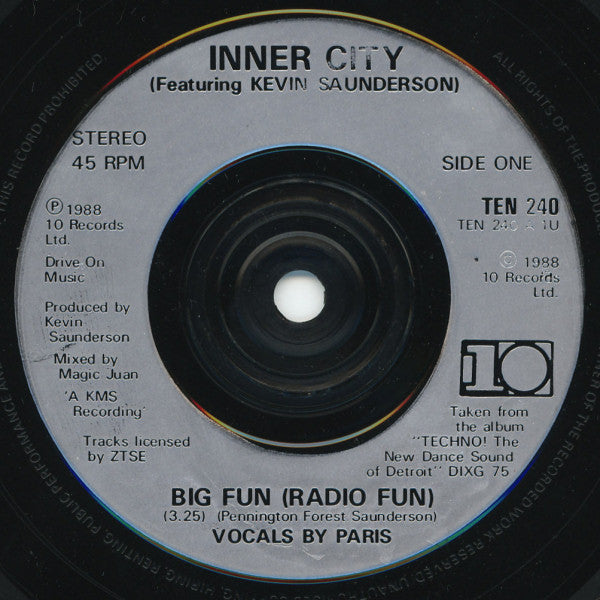 Inner City Featuring Kevin Saunderson : Big Fun (7", Single, Inj)